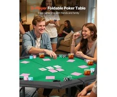 Sulankstomas pokerio stalas 8 žaidėjams, kazino, Texas Holdem, nešiojamas, 1260 mm, kortų žaidimams