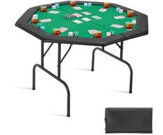 Sulankstomas pokerio stalas 8 žaidėjams, kazino, Texas Holdem, nešiojamas, 1260 mm, kortų žaidimams