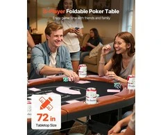 Sulankstomas pokerio stalas 8 žaidėjams, kazino, Texas Holdem, žaidimų stalas, kortoms