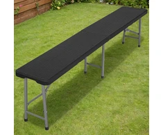 Sulankstomas sodo suolas iš rotango, 180 cm, juodas, lauko suolas, pikniko suolas, sulankstoma kėdė