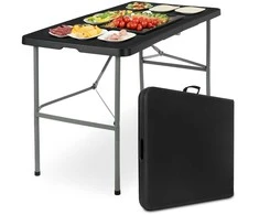 Sulankstomas stalas-lagaminas, 122 cm, juodas, neperšlampamas, renginiams, nešiojamas, piknikui, iškylai, lauko prekybai