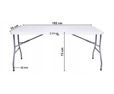 Sulankstomas stalas-lagaminas 150 cm, baltas, daugiafunkcis, nešiojamas, iškylams, renginiams, vakarėliams