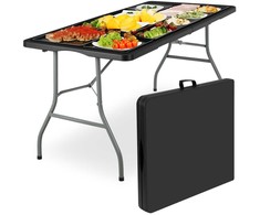 Sulankstomas stalas-lagaminas 152 cm, juodas, nešiojamas, iškylinis, renginiams, piknikams