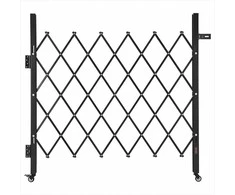 Sulankstomi apsauginiai vartai, rakinamos ištraukiamos žirklinės grotos su ratukais, plieno lauko barjeras garažui, sandėliui, baseinui, 110 x 131 cm, apsauginė tvorelė