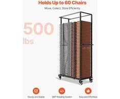 Sulankstomų kėdžių vežimėlis 60 kėdžių, didelio našumo kėdžių vežimėlis, mobilus kėdžių laikiklis renginiams, mokykloms, banketų salėms