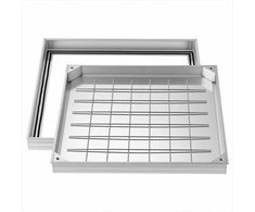 Šulinio dangtis su rėmu, 600 x 600 mm nematomas įleidžiamas septiko dangtis, aliuminio lydinio nuotekų kanalo apžiūros dangtis šaligatviams, sodams, terasoms