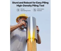 Sunkioji rankinė tvoros stulpų kalyklė, metalinis T formos stulpų muštuvas su ergonomiškomis rankenomis, tinka stulpams iki 155 mm, plieno polių kalimo įrankis ūkiui ir sodui