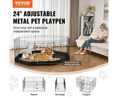 Šunų žaidimų gardas, 8 plokštės, sulankstomas metalinis, 160 cm, su dugnu, maniežas, voljeras, šuniukams, mažiems ir vidutiniams šunims