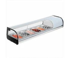 Sušių vitrininis šaldytuvas sušių baro prekystaliui, restoranui, parduotuvei, 62L komercinė 6 indų stalinė vitrina, sušių aušintuvas, šaldoma vitrina, maisto eksponavimo šaldytuvas