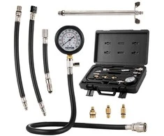 Suspaudimo testerio adapterių rinkinys, 9 vnt., automobilių variklių cilindrų nuotėkio/suspaudimo bandymui, tikslus dvigubos skalės manometras, variklio cilindro sandarumo testas