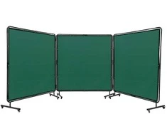 Suvirinimo ekranas su rėmu, nešiojamas suvirinimo apsaugos ekranas, ugniai atspari vinilo suvirinimo užuolaida, 1.8x1.8 m 3 plokščių suvirinimo ekranas dirbtuvėms
