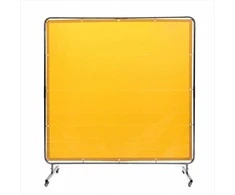 Suvirinimo ekranas su rėmu, ugniai atsparus vinilas, mobilus su užrakinamais ratais, 1.8 x 1.8 m, pramoninėms dirbtuvėms, geltona suvirinimo užuolaida, apsauginis suvirinimo skydas, darbo saugos įranga