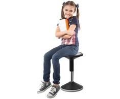 Svyruoklinė kėdė, reguliuojamo aukščio 40–55 cm, aktyvus sėdėjimas 12–18 metų amžiaus vaikams, juoda ergonominė taburetė, vaikiška svyruoklinė kėdė