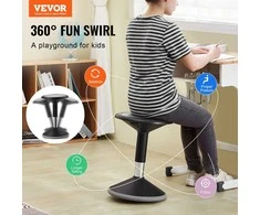 Svyruoklinė kėdė, reguliuojamo aukščio 40–55 cm, aktyvus sėdėjimas 12–18 metų amžiaus vaikams, juoda ergonominė taburetė, vaikiška svyruoklinė kėdė