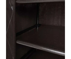 Tekstilinė batų spintelė, 5 lentynos, 12 kišenių, ruda, 60 cm pločio, batų dėžė, spinta avalynei