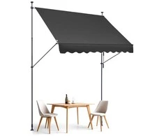 Terasos markizė 250x120 cm, ištraukiama, su rankena, juoda, sodo pavėsinė, lauko tentas