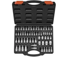 Torx antgalių ir lizdų rinkinys, skirtas namų remontui, 60 dalių S2 legiruotojo plieno, Cr-V plieno torx rinkinys