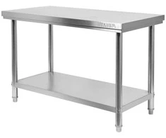 Toya Sa Poland Toya Nerūdijančio plieno darbo stalas su lentyna, 1400x600x850 mm, centrinis stalas