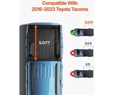 Tri-Fold dangtis Toyota Tacoma, pikapui, su LED, aliuminis, 2016-2023 m., neperšlampamas, bagažinės uždangalas, krovinių skyriaus danga