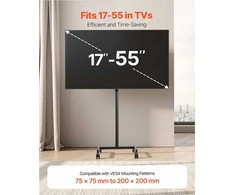 TV staliukas Mobilus televizoriaus stovas su ratukais svetainei miegamajam biurui, nešiojamas televizoriaus vežimėlis, universalus televizoriaus laikiklis, grindinis stovas