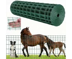 Ūkio tvora, 1 x 25 m, tvirta vinilu dengta cinkuoto plieno vielos tvora gyvuliams ir sodams, gyvūnų aptvaras, tinklas narvams, žalia tvora