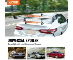 Universalus GT Sparnas Spoileris, reguliuojamas dviejų aukštų automobilio spoileris, matinės juodos spalvos bagažinės sparnas sedanams ir kupė, 1350 mm lenktyninis spoileris
