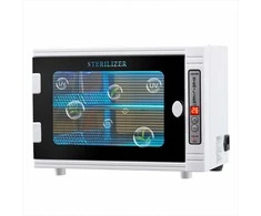 UV sterilizatorius nagų ir kirpyklų įrankiams, 12L talpa, 185nm UV dezinfekavimo spinta su laikmačiu ir grūdinto stiklo durelėmis, profesionali valymo įranga grožio salonams ir namams