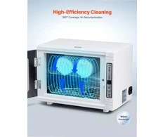 UV sterilizatorius nagų ir kirpyklų įrankiams, 12L talpa, 185nm UV dezinfekavimo spinta su laikmačiu ir grūdinto stiklo durelėmis, profesionali valymo įranga grožio salonams ir namams