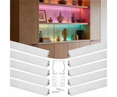 V formos LED aliuminio profilis LED juostų montavimui, su pienišku gaubtu ir tvirtinimo laikikliais, 2 m ilgis, lengvas montavimas, apšvietimo profilis po spintelėmis, aliuminio difuzorius