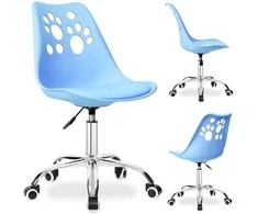 Vaikiška pasukama kėdė su ratukais, ergonominė, mėlyna, biuro, kambario, reguliuojama, mokyklinuko