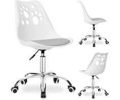 Vaikiška reguliuojamo aukščio, besisukanti kėdė su ratukais, balta/pilka, ergonomiška, prie rašomojo stalo, mokyklinė