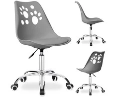 Vaikiška sukamoji kėdė su ratukais, ergonomiška, katės letenėlių dizaino, grafito spalvos, bi