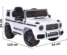 Vaikiškas elektrinis automobilis Mercedes AMG G63 baltas, važiuojamas, licencijuotas, žaislinis automobilis vaikams, elektromobilis