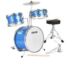 Vaikų būgnų rinkinys, 3 dalių, pradedantiesiems, mėlynas, muzikos instrumentas, mušamųjų komplektas