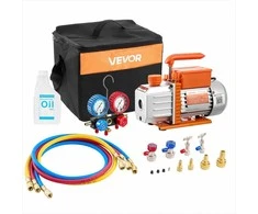 Vakuuminio siurblio ir matuoklių rinkinys automobilių ŠVOK kondicionieriams, 4.5 CFM 127 L/min vienpakopis rotacinis, ŠVOK vakuuminio siurblio komplektas, freono pildymo įranga
