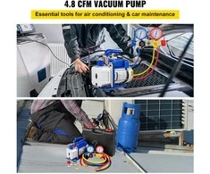 Vakuuminis siurblys 4.8 CFM, vienpakopis, ŠVOK, su manometru, oro kondicionieriams, šaldymo sistemoms