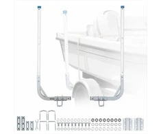 Valčių priekabos kreiptuvai, reguliuojamas aukštis 775-1205 mm, 2 vnt. plieniniai stulpai su PVC vamzdžiais, slidinėjimo ir burvaltėms, krovimo kreipiamieji stulpai priekabai