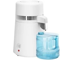 Vandens distiliatorius, laboratoriniam ir medicininiam naudojimui, 4L nerūdijančio plieno bakas, 750W, baltos spalvos, efektyvus vandens valymas