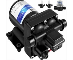 Vandens siurblys 12V, savaime užsipildantis membraninis siurblys kemperiams ir laivams, su slėgio jungikliu ir filtru, 11 L/min srautas, slėginis purkštuvo siurblys nameliui ant ratų