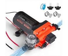 Vandens siurblys kemperiams ir jachtoms, 12V DC 22.7 L/min 4 kamerų savaime užsipildantis diafragminis siurblys su automatiniu slėgio jungikliu, 4.83 bar vandens pompa sodo laistymui
