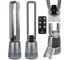 Ventiliatorius be menčių, su LCD ekranu, nuotolinio valdymo pultu, osciliacija, 60W, oro jonizatorius, tylus veikimas, miegamajam, svetainei, namams