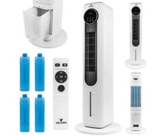 Ventiliatorius-kolona su vandens aušinimu, jonizacija, nuotoliniu valdymu, 60W, 3 greičiai, laikmatis 15h, tyliai veikiantis, osciliuojantis, bokštinis ventiliatorius, grind