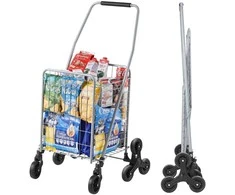 Vežimėlis laiptams 45L, sulankstomas pirkinių vežimėlis, su laiptų lipimo ratukais, tvirtas bakalėjos vežimėlis