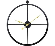 Vintažinis sieninis laikrodis Circulo 56 cm, juodo metalo rėmas, lofto stiliaus, didelis dekoratyvinis, retro, industrinis