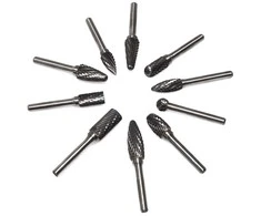 Volframo karbido rotacinės frezos, 6 mm kotas, 10 dalių rinkinys metalo apdirbimui, kraštų apdirbimo įrankiai, formavimo ir lyginimo frezos