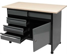 Vorel Darbastalis 1160x600mm, su stalčiais ir spintele, metalinis darbo stalas, įrankių laikymo stalas, dirbtuvių stalas