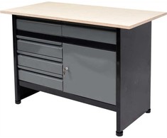 Vorel Darbastalis 1160x600mm, su stalčiais ir spintele, metalinis darbo stalas, įrankių laikymo stalas, dirbtuvių stalas