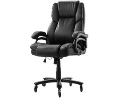 Vykdomoji kėdė, aukštos nugaros biuro kėdė, rankenėlės valdymas, juosmens atrama, juoda ergonomiška stalo kėdė, patvari biuro kėdė