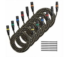 XLR kabelis scenos apšvietimui ir mikrofonams, ekranuotas subalansuotas paauksuotas 3 kontaktų, DMX vyriškas-moteriškas mikrofono laidas, 6 vnt. 7.62 m, garso jungtis