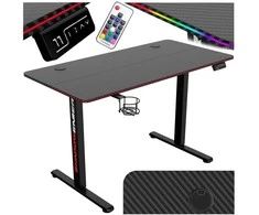Žaidimų stalas elektrinis, RGB LED, 120 cm, reguliuojamas aukštis, ergonomiškas, kompiuterio stalas, žaidimų konsolės stalas